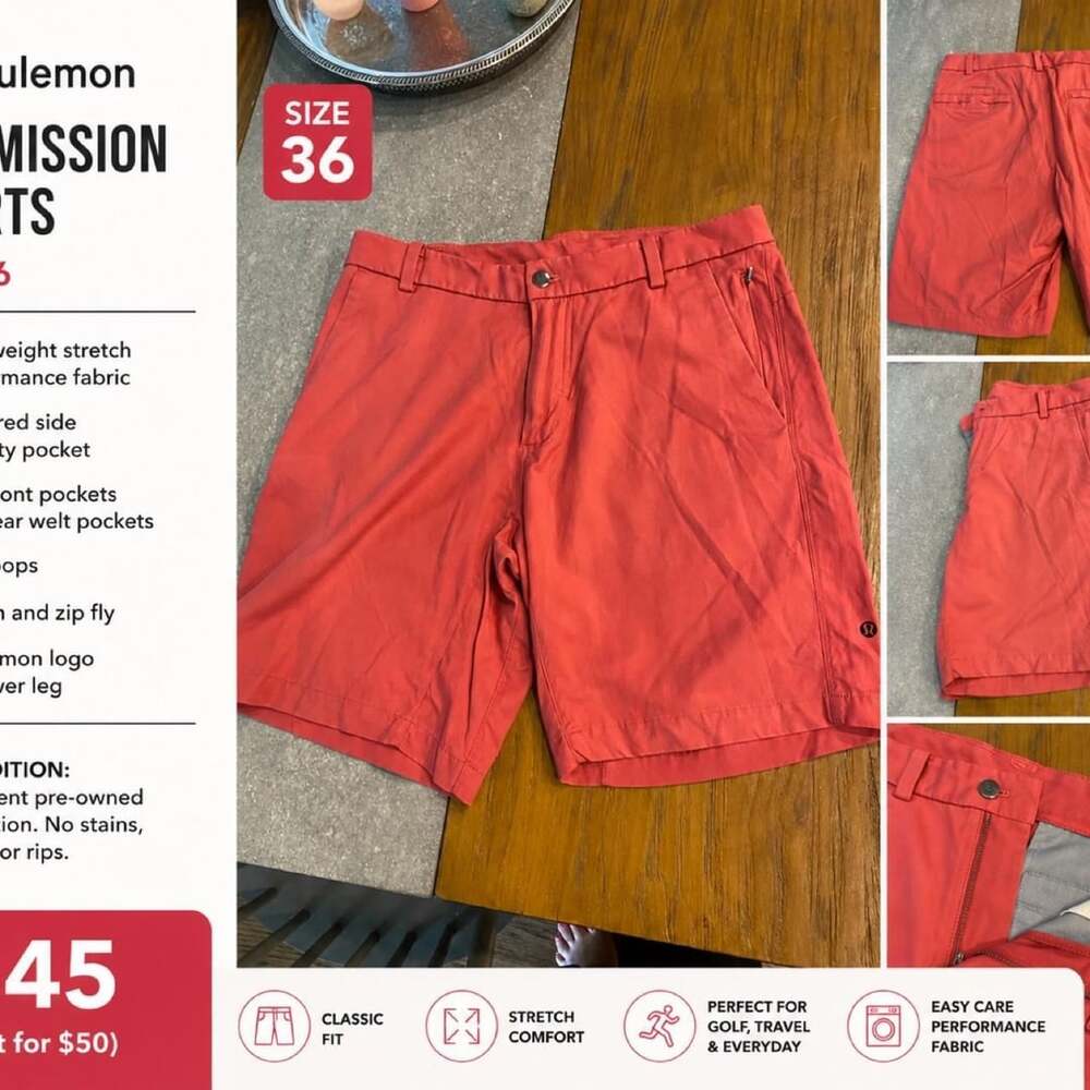 Lululemon Commission Shorts Size 36 Red Performance